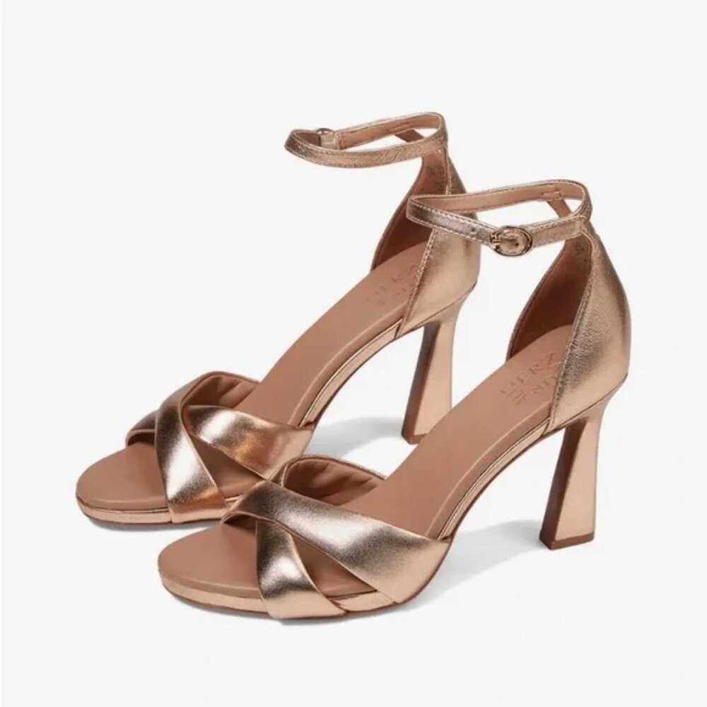 Naturalizer Lizbeth Ankle Strap Sandal In Champagne Metallic Leather - Picture 2 of 7